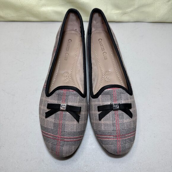 Charter Club Kimii Deconstructed Loafers Natural Beige/Black Plaid Womens 6M NWB - Picture 4 of 11